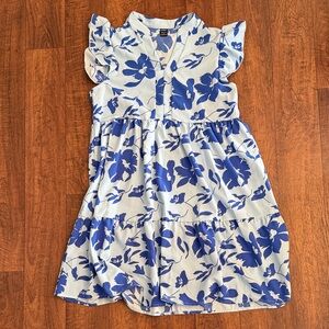 SHEIN Blue and White Floral Mini Dress